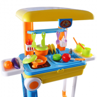 Children's Kitchen Cooking Tool Set Pretend Play Workbench Toy, Safe and Portable