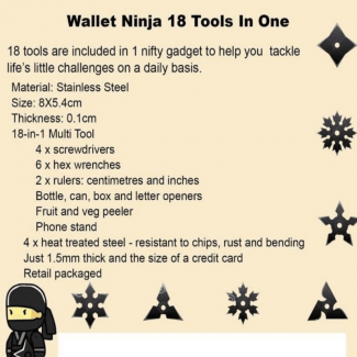 Ninja 18 In 1 Multi-Purpose Camping Tool Card with Knife, Ruler, and Screwdriver Price in Pakistan | LAPTAB