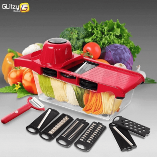 Vegetable Cutter with 6 Interchangeable Blades for Slicing, Grating, and Chopping Price in Pakistan | LAPTAB