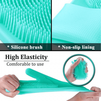 Silicone Dishwashing Gloves with Scrubbers, Heat Resistant, Reusable, Multi-Purpose Price in Pakistan | LAPTAB
