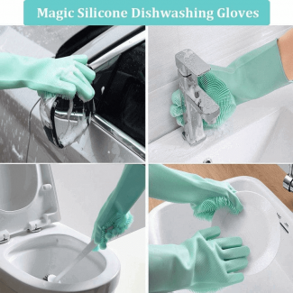 Silicone Dishwashing Gloves with Scrubbers, Heat Resistant, Reusable, Multi-Purpose Price in Pakistan | LAPTAB