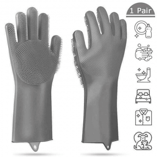 Silicone Dishwashing Gloves with Scrubbers, Heat Resistant, Reusable, Multi-Purpose Price in Pakistan | LAPTAB