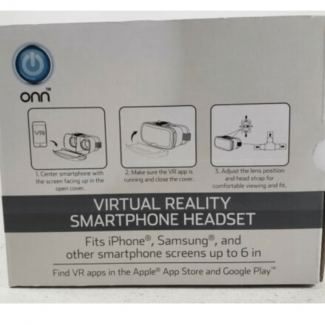 ONN VR Virtual Reality Headset Blue, Lightweight, Adjustable Straps, Fits Phones Up to 6