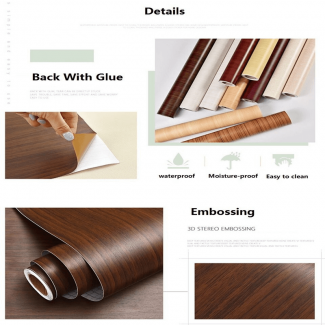 Waterproof Black Walnut Vinyl Wallpaper Roll, Self-Adhesive, Embossed PVC, Mold-Proof Price in Pakistan | LAPTAB