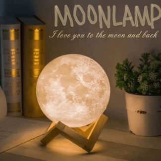 3D Magical Moon LED Lamp Night Light with 3 Color Options and Wooden Stand Price in Pakistan | LAPTAB