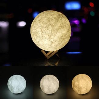 3D Magical Moon LED Lamp Night Light with 3 Color Options and Wooden Stand Price in Pakistan | LAPTAB