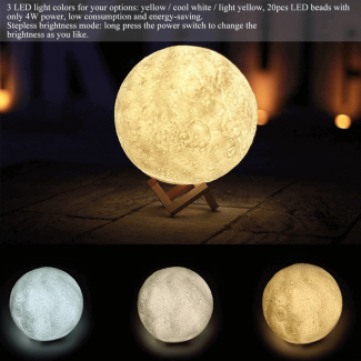 3D Magical Moon LED Lamp Night Light with 3 Color Options and Wooden Stand Price in Pakistan | LAPTAB