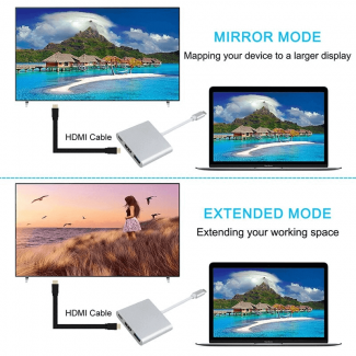 Type C to HDMI USB 3.0 Hub Adapter Cable with 4K Support and Charging Port Price in Pakistan | LAPTAB