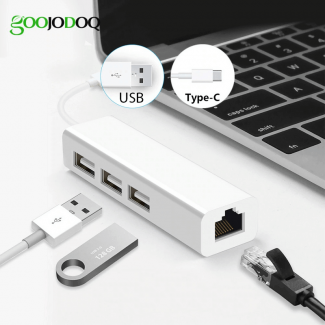USB-C 3-Port Hub with Gigabit Ethernet Adapter, 5Gbps Network Card for PC and Mac Price in Pakistan | LAPTAB