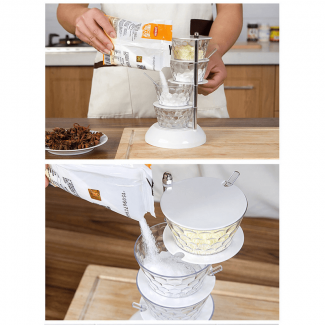 Kitchen Crystal Rotatable Seasoning Box with 4 Transparent Jars and 360? Rotation Price in Pakistan | LAPTAB