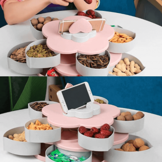 Double-Layer Flower Snacks Container with 10 Compartments and Mobile Holder Slot Price in Pakistan | LAPTAB