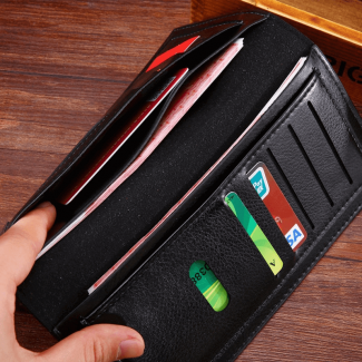 Luxury Men Ultra-Thin Long Wallet Woven Pattern Faux Leather with High Capacity Price in Pakistan | LAPTAB