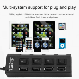 4 Port USB 2.0 Multi Expansion Hub with Switch, High Speed Data Transfer, Over Current Protection Price in Pakistan | LAPTAB
