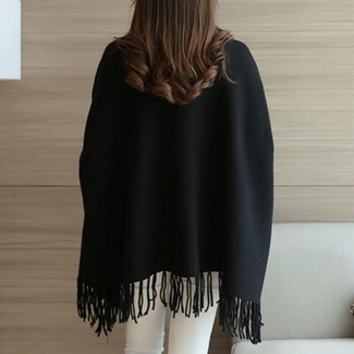 Women?s Solid Turtleneck Poncho Coat with Batwing Sleeves, Polyester Spandex Blend Price in Pakistan | LAPTAB