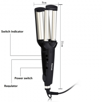 KEMEI Professional Hair Curler KM-2022 with 3 Barrels, Adjustable Temperature, Tourmaline Ceramic Plates Price in Pakistan | LAPTAB
