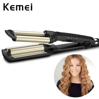 KEMEI Professional Hair Curler KM-2022 with 3 Barrels, Adjustable Temperature, Tourmaline Ceramic Plates Price in Pakistan | LAPTAB