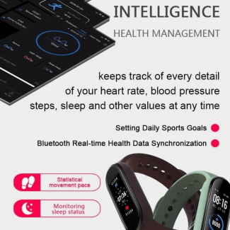 M5 Smart Watch Fitness Bracelet with Heart Rate, Blood Pressure, Bluetooth 5.0, IP67 Waterproof Price in Pakistan | LAPTAB