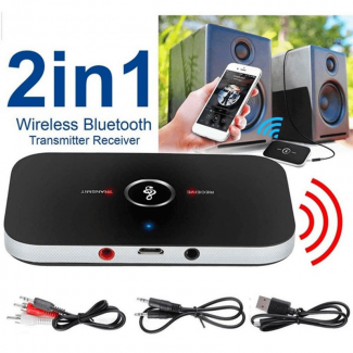 2 In 1 Stereo Bluetooth Transmitter and Receiver with Noise Cancellation and Dual Audio Support