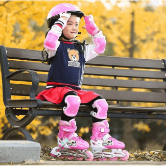 Adjustable Kids Skate Shoes with Helmet and Knee Brace, Breathable Mesh, EVA Insole Price in Pakistan | LAPTAB