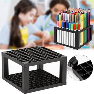 Markers Brush 96 Hole Desk Stand Pencil Holder - Plastic, Lightweight, Non-Toxic Organizer
