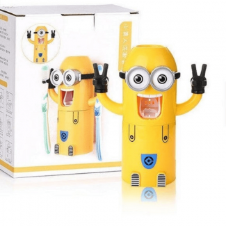Minion Toothpaste Dispenser with 2 Brush Holder Wall Mounted for Kids Bathroom Price in Pakistan | LAPTAB