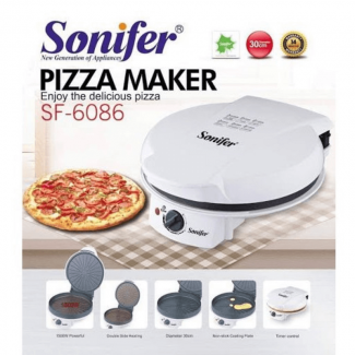 Sonifer Electric Pizza Maker with Double Side Heating, Timer Control, Non-Stick Plate