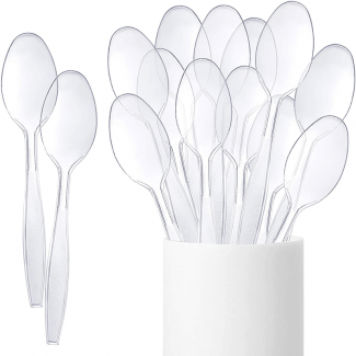 Pack of 100 Mini Transparent Disposable Plastic Spoons, Food-Grade Safe Flatware Price in Pakistan | LAPTAB