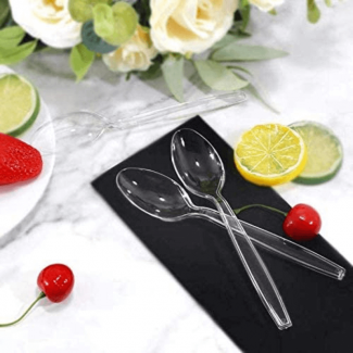 Pack of 100 Mini Transparent Disposable Plastic Spoons, Food-Grade Safe Flatware Price in Pakistan | LAPTAB