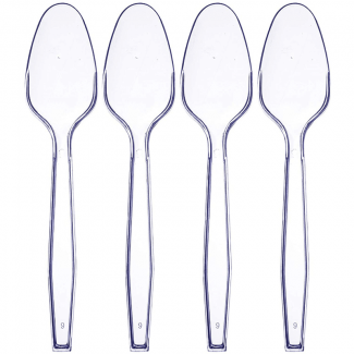 Pack of 100 Mini Transparent Disposable Plastic Spoons, Food-Grade Safe Flatware Price in Pakistan | LAPTAB