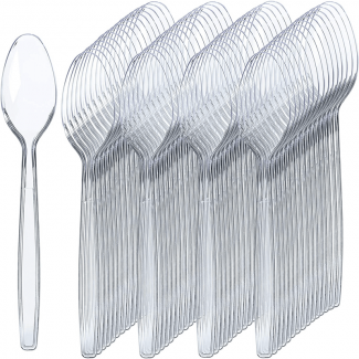 Pack of 100 Mini Transparent Disposable Plastic Spoons, Food-Grade Safe Flatware Price in Pakistan | LAPTAB