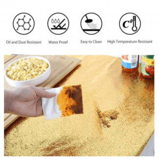 60x100cm Oil Proof and Fireproof Kitchen Sticker, Waterproof Aluminum Golden Price in Pakistan | LAPTAB