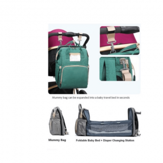 Baby Diaper Backpack Expandable with Waterproof Lining and Multiple Pockets, Converts to Baby Bed Price in Pakistan | LAPTAB