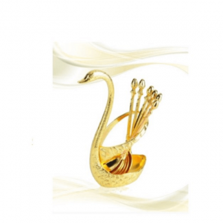 Artistically Crafted Gold Swan Table Spoon Set, 6 Large Durable Spoons Price in Pakistan | LAPTAB