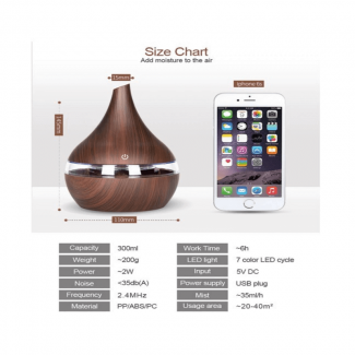 Ultrasonic Personal Wooden Humidifier with Warm LED Night Light and Aroma Diffuser Price in Pakistan | LAPTAB