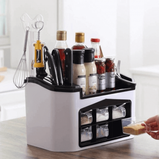 Multifunctional Spice Rack Seasoning Organizer with Drain Tray and Anti-Skid Base Price in Pakistan | LAPTAB