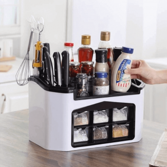 Multifunctional Spice Rack Seasoning Organizer with Drain Tray and Anti-Skid Base Price in Pakistan | LAPTAB