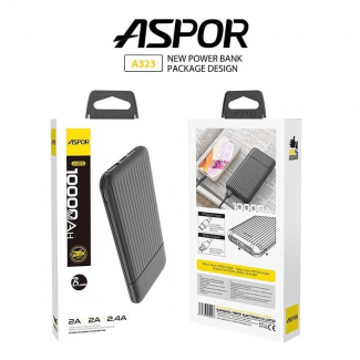 Aspor A323 Power Bank 10000mAh with 2 USB Ports, and LED Price in Pakistan | LAPTAB