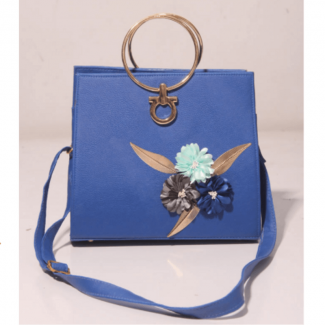 Luxury Blue PU Leather Satchel Bag with Multiple Pockets and Shoulder Strap Price in Pakistan | LAPTAB