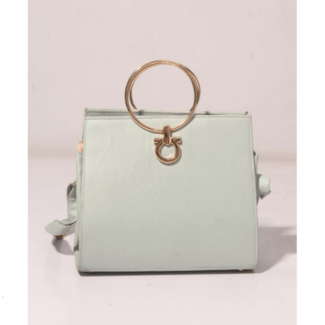 Matte Sky Blue PU Leather Satchel Bag with Shoulder Strap, Durable and Water Resistant Price in Pakistan | LAPTAB
