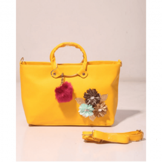 Bright Yellow PU Leather Baguette Bag with Shoulder Strap, Semi Water Resistant Price in Pakistan | LAPTAB