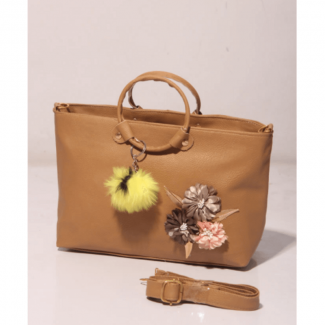 Trendy Brown Leather Baguette Bag