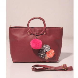 Cherry Red PU Leather Baguette Bag with Shoulder Strap, Semi Water Resistant Price in Pakistan | LAPTAB