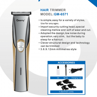 Geemy GM-6571 Rechargeable Hair Trimmer with 60-Min Wireless Use and Adjustable Combs Price in Pakistan | LAPTAB