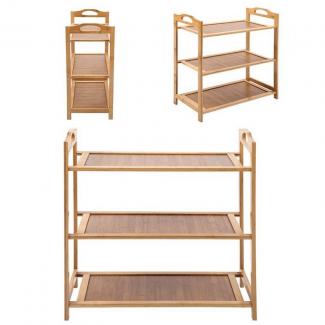 3 Tier DIY Shoe Rack Storage Holder with Installation Tools, Natural Finish Price in Pakistan | LAPTAB
