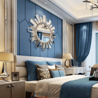 Modern Round Fireplace Mirror with Resin Frame for Living Room Decor Price in Pakistan | LAPTAB