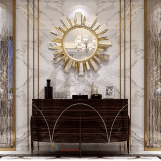 Modern Round Fireplace Mirror with Resin Frame for Living Room Decor Price in Pakistan | LAPTAB