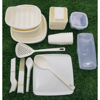 6 Person 60pcs Picnic Set with Airtight Lock Lid and Utensils for Travel