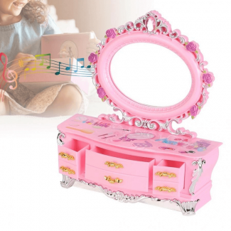 Creative Music Makeup Box with Drawer, Mirror, Compartments, and Jewelry Storage Price in Pakistan | LAPTAB