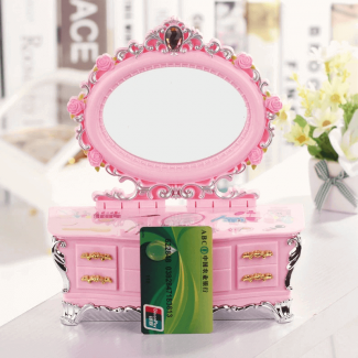 Creative Music Makeup Box with Drawer, Mirror, Compartments, and Jewelry Storage Price in Pakistan | LAPTAB