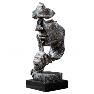 Abstract Art Silence Is Gold Resin Figurine - Modern Thinker Sculpture Gift Price in Pakistan | LAPTAB